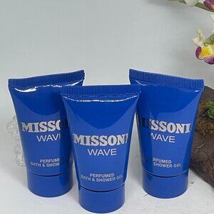 3x Missoni Wave Pour Homme Perfumed Bath & Shower Gel -.8 fl oz Travel Size -New